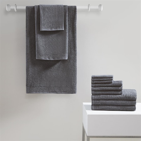 510 Design Grey 100 Percent Cotton Bath Towel Set, 12 Piece 5DS73-0201
